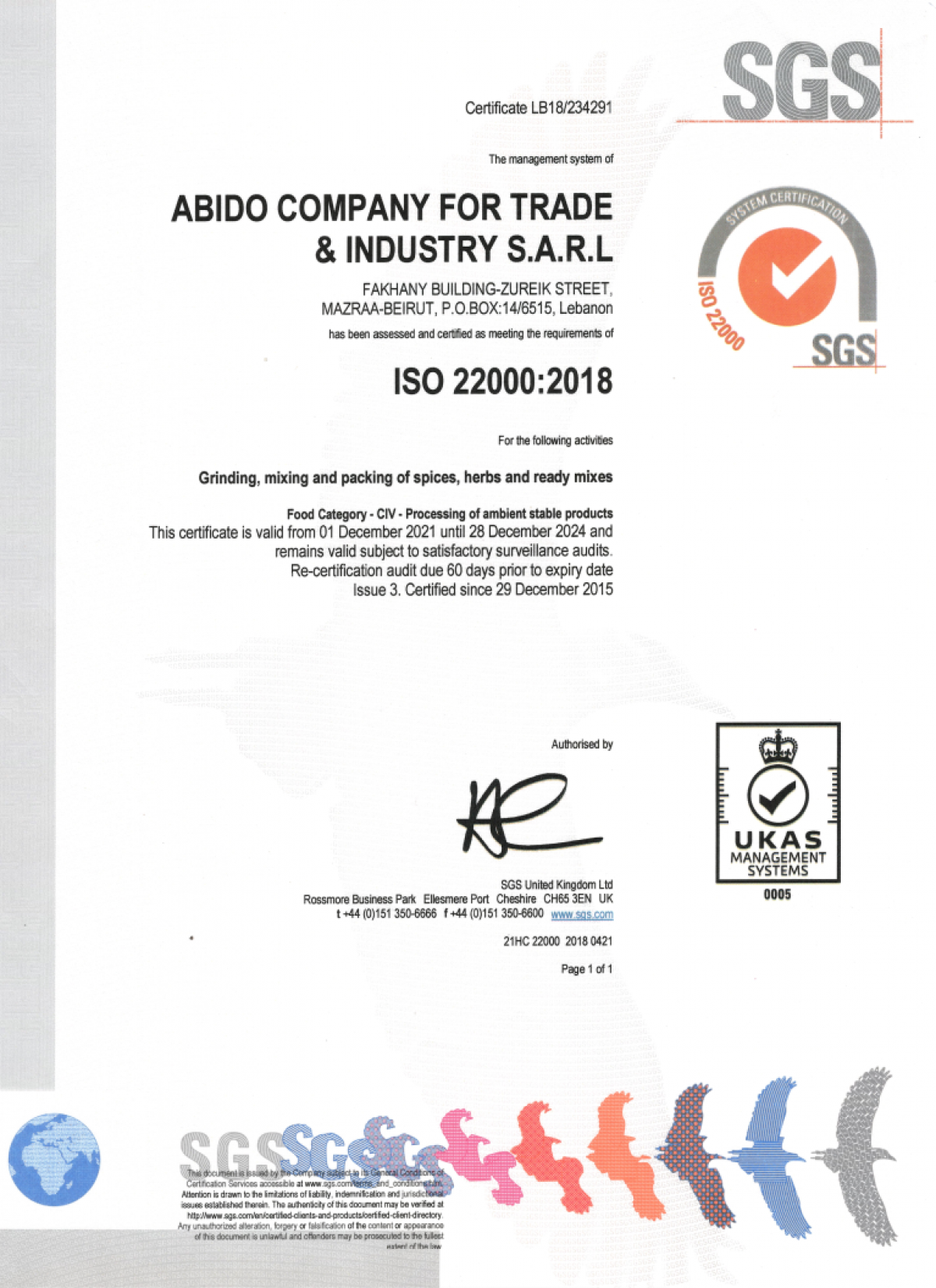 ISO certificate 2200